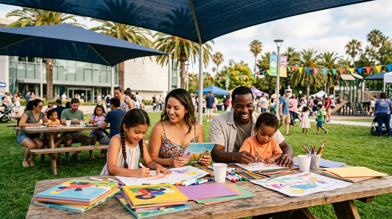 Family book and art activities at West Hollywood Park
