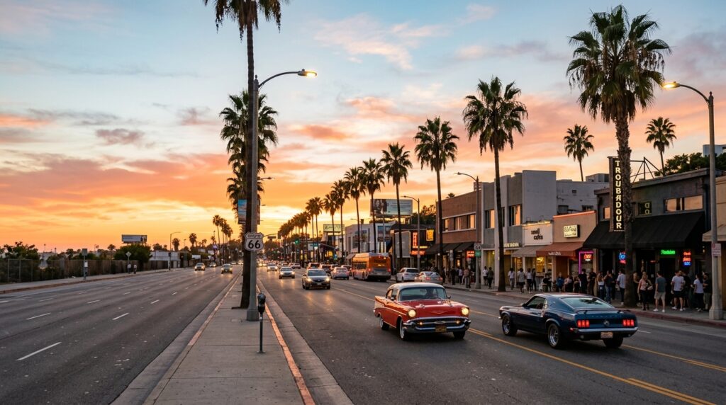 Route 66 Centennial on Santa Monica Boulevard in West Hollywood