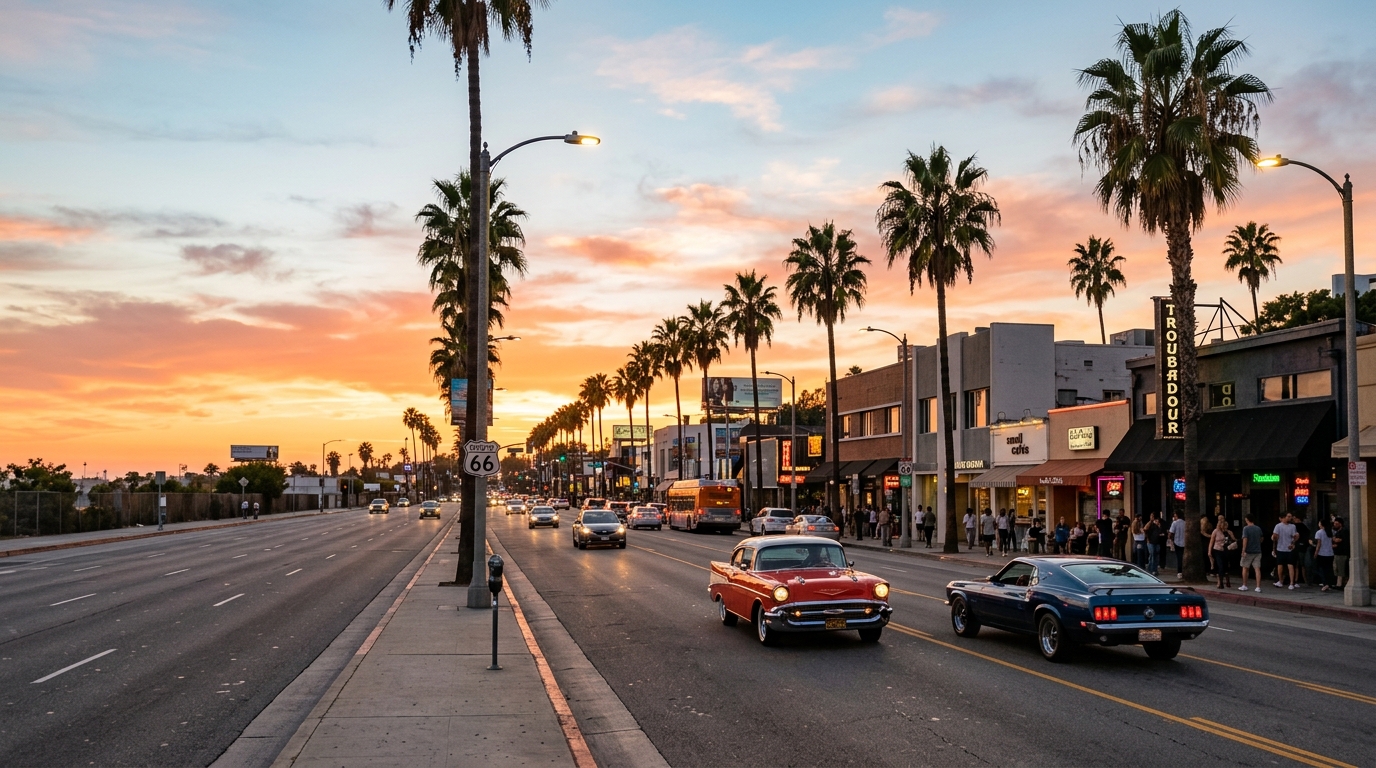 Route 66 Centennial on Santa Monica Boulevard in West Hollywood
