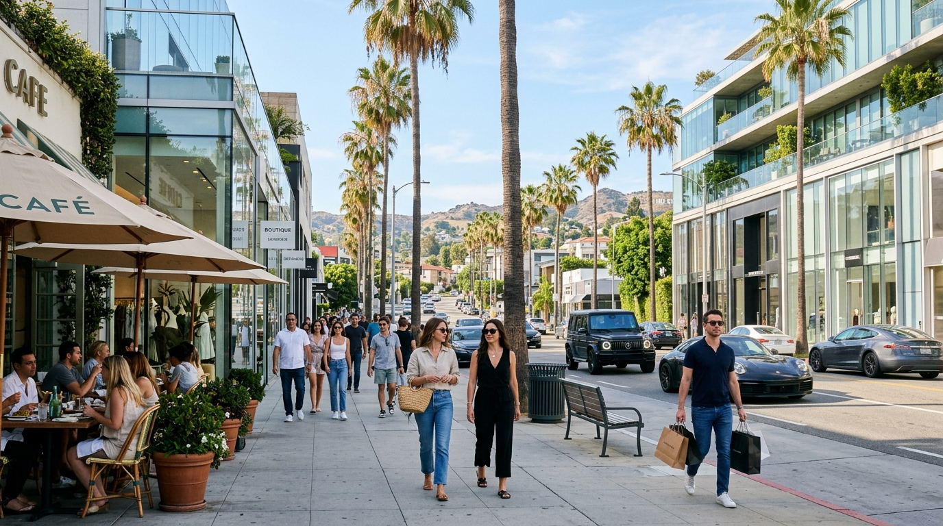 Shopping and dining along the Sunset Strip in West Hollywood