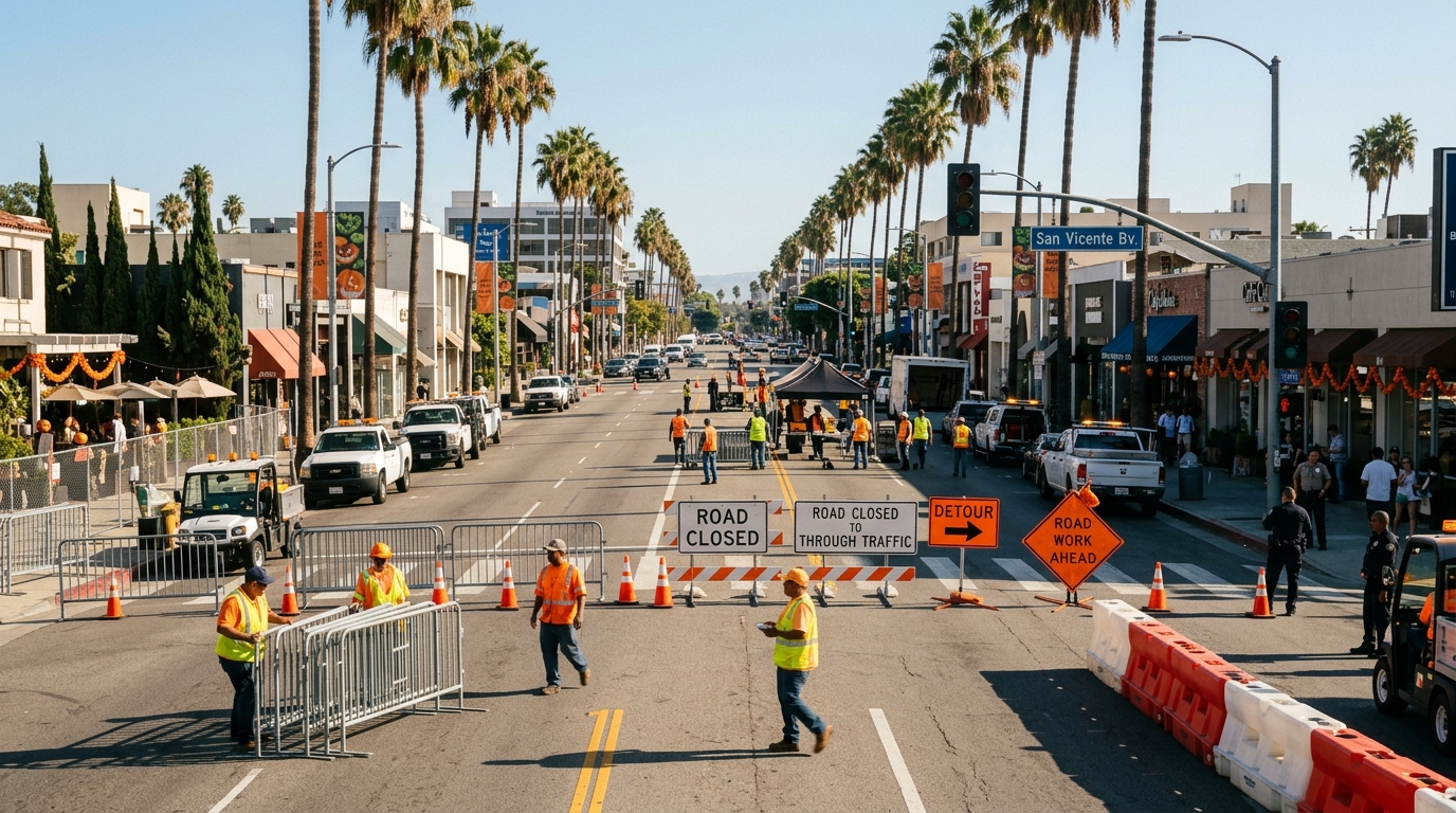Santa Monica Boulevard street closure before West Hollywood Halloween Carnaval